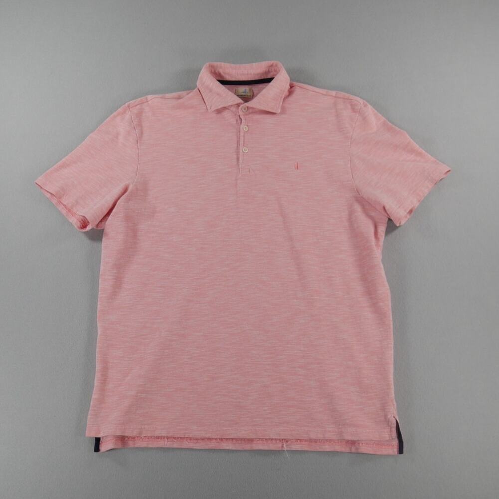 Johnnie-O Hangin' Out Pink Surfer Polo Mens Size Large Heathered Casual